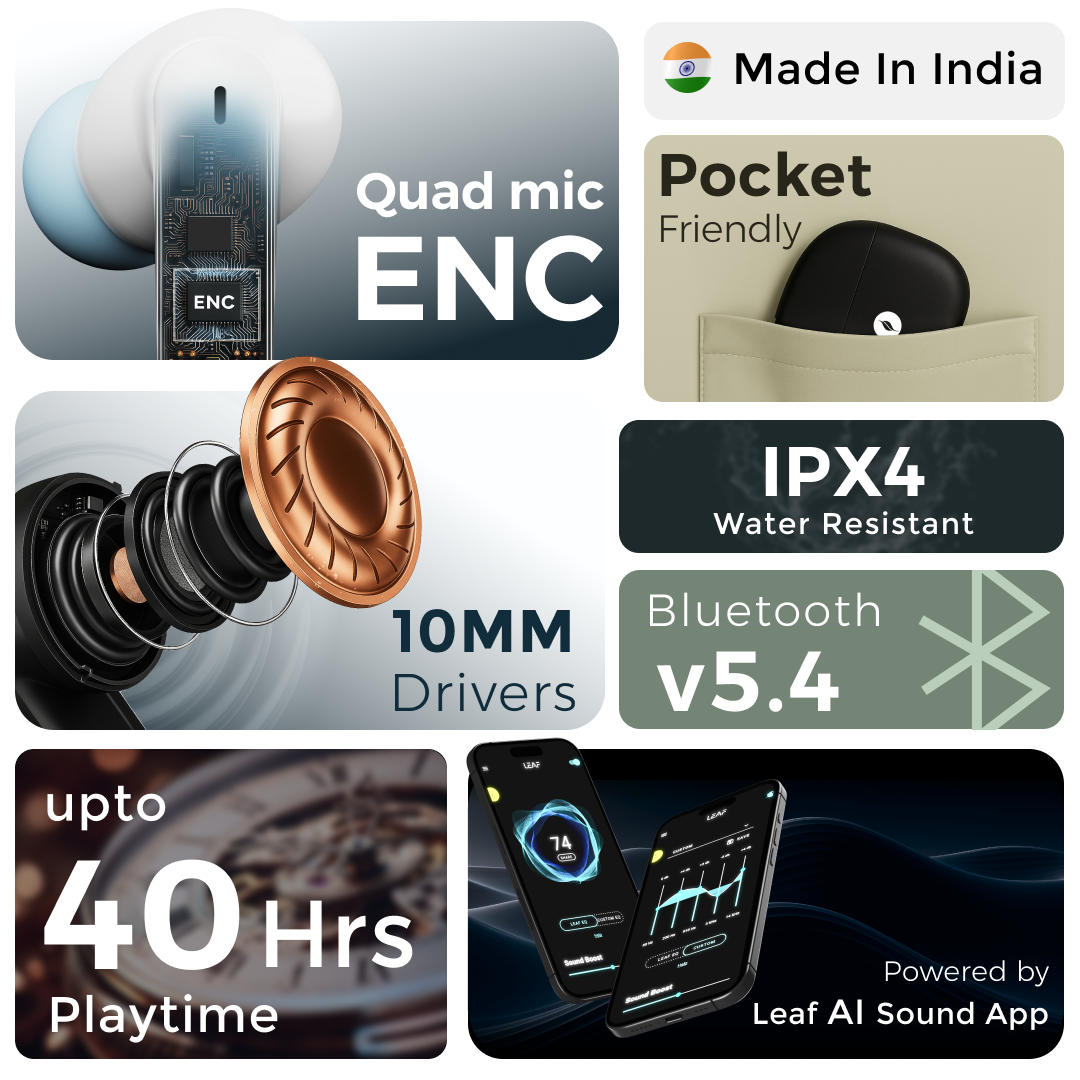 LEAF BUDS X334 TRUE WIRELESS EARBUDS (ESPRESSO)