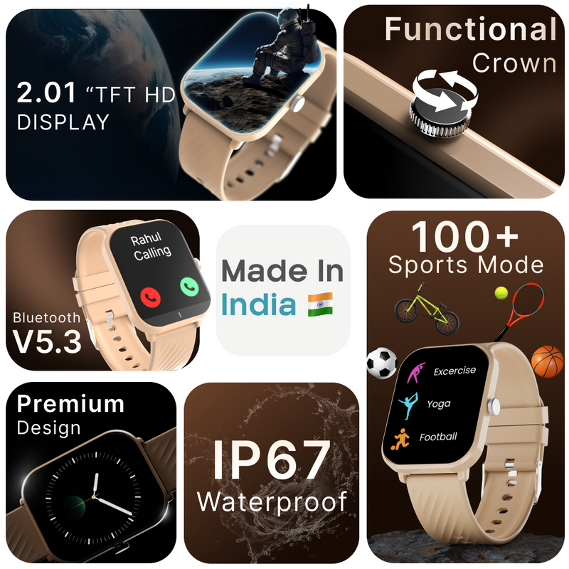 LEAF WATCH X121 WIRELESS BT CALLING SMART WATCH-CHAMPAGNE GOLD - Leaf Studios