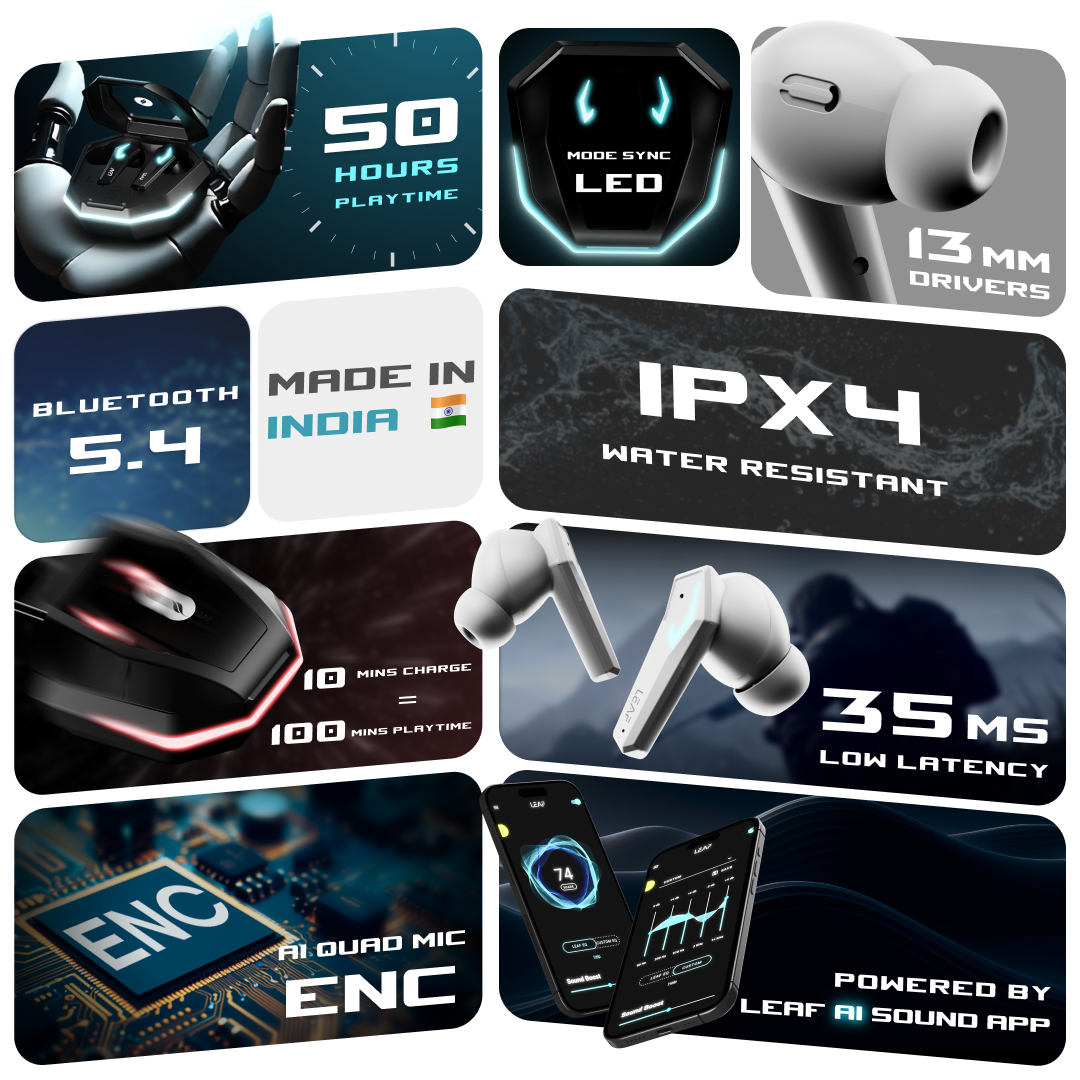 Leaf Buds X468 Wireless Earbuds (Black Spaceship)