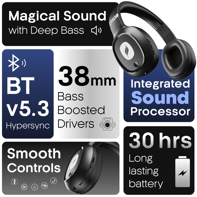 Leaf Bass Wireless Bluetooth Headphones