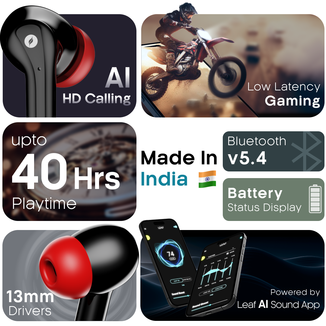 Leaf Buds X214 Wireless Earbuds (Black Blood)