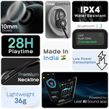 LEAF RUSH X342  WIRELESS EARPHONES (CARBON BLACK) - Leaf Studios