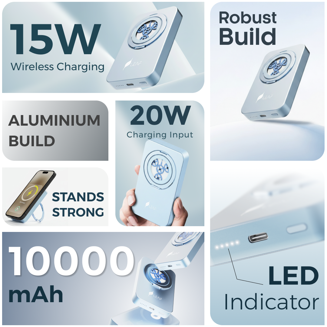LEAF NOVA POWER BANK (AQUA GREY)