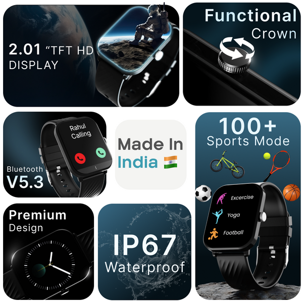 LEAF WATCH X121 WIRELESS BT CALLING SMART WATCH-CARBON BLACK - Leaf Studios