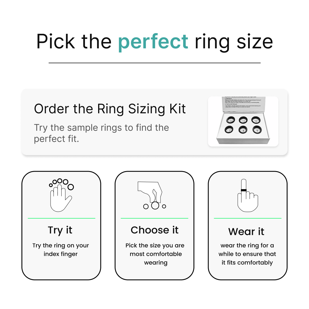 Leaf Halo Smart Ring (Carbon Black) + Sizing Kit
