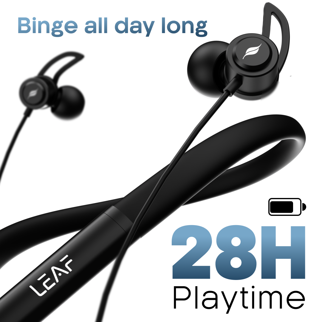 Leaf Rush X342 Wireless Neckband Earphones (Carbon Black)