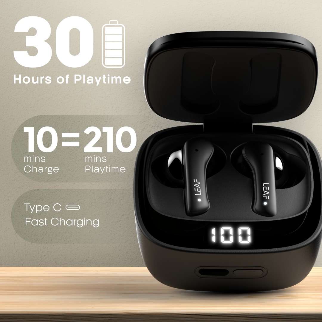 Leaf Buds X614 Wireless Earbuds with ANC (Carbon Black)