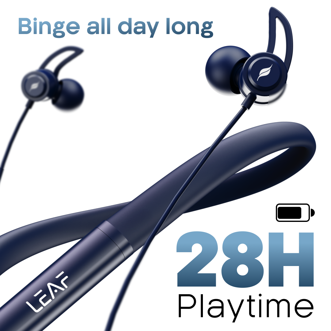 Leaf Rush X342 Wireless Neckband Earphones (Midnight Blue)