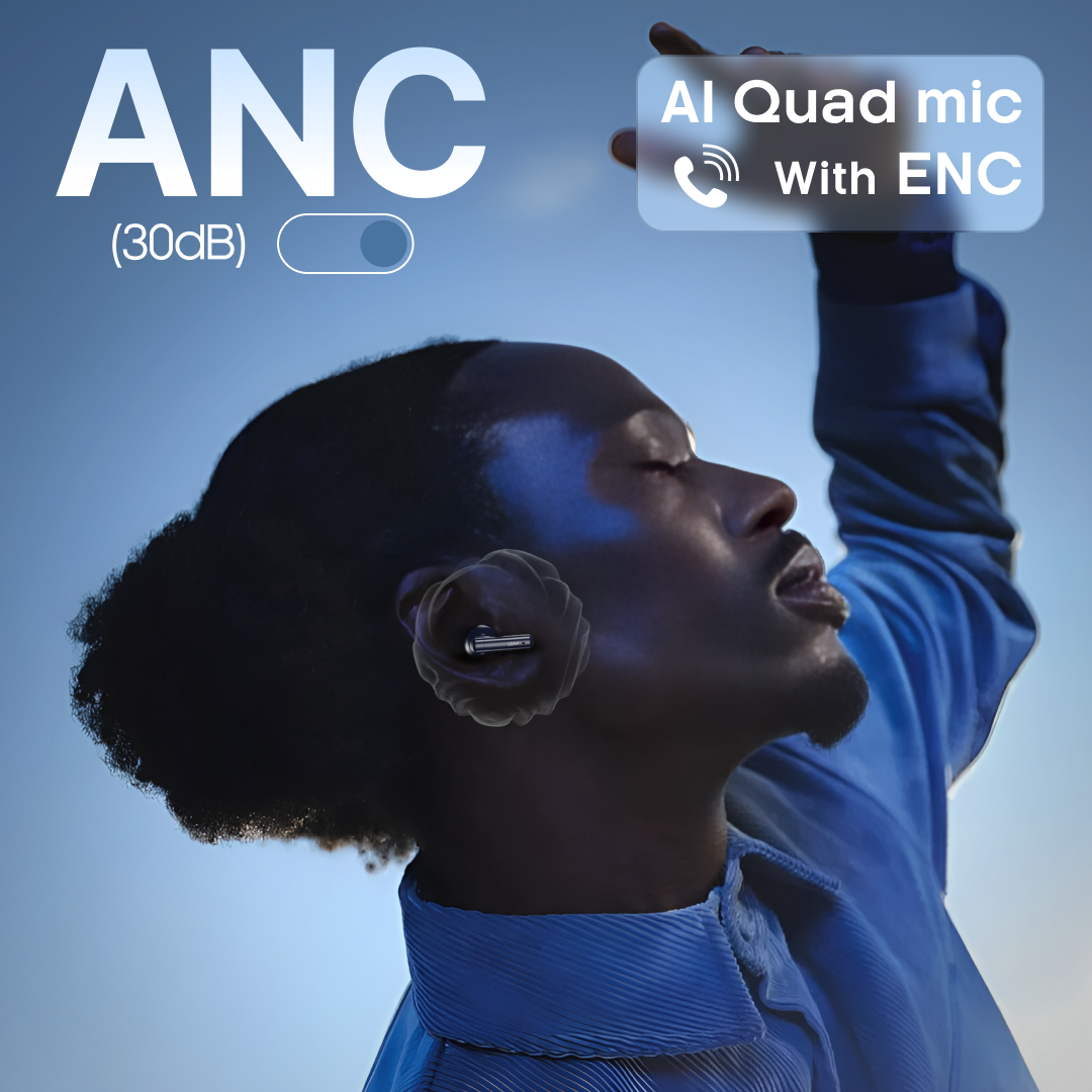 Leaf Buds X514 Wireless Earbuds with ANC & Dual Pairing (Midnight Blue)