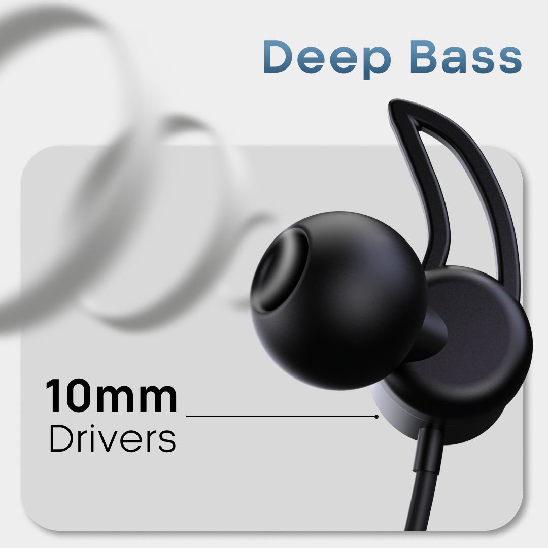 Leaf Rush X342 Wireless Neckband Earphones (Carbon Black)