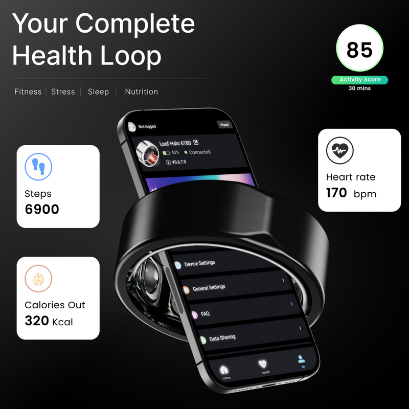 LEAF HALO SMART RING (CARBON BLACK) + SIZING KIT