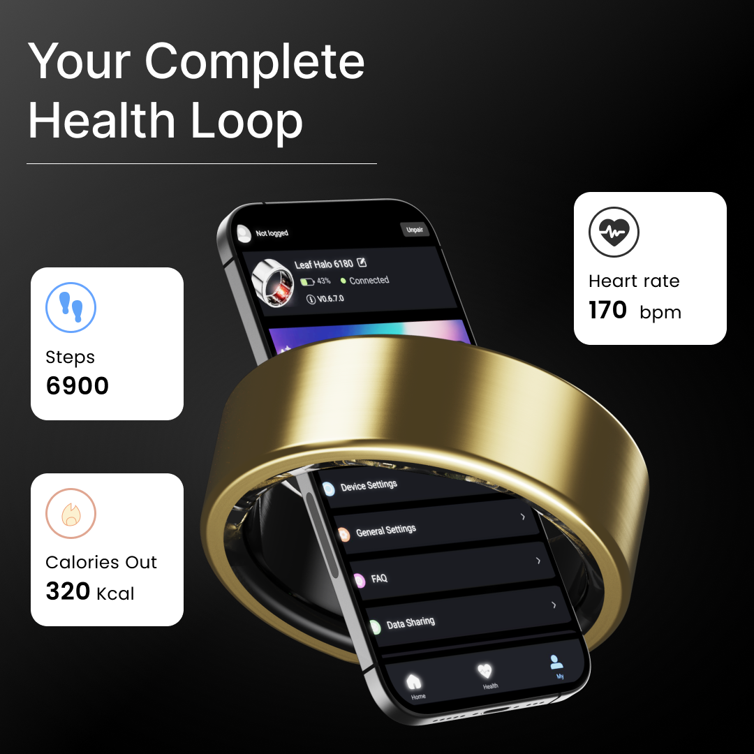 Leaf Halo Smart Ring (Luxe Gold) + Sizing Kit