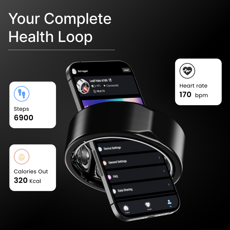 LEAF HALO SMART RING (CARBON BLACK) + SIZING KIT