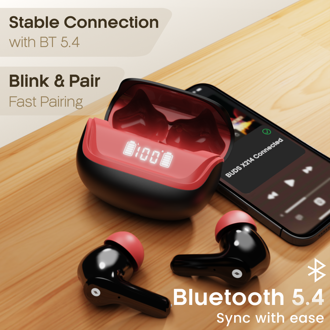 Leaf Buds X214 Wireless Earbuds (Black Blood)