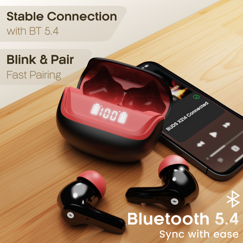 LEAF BUDS X214 TRUE WIRELESS EARBUDS (BLACK BLOOD) - Leaf Studios
