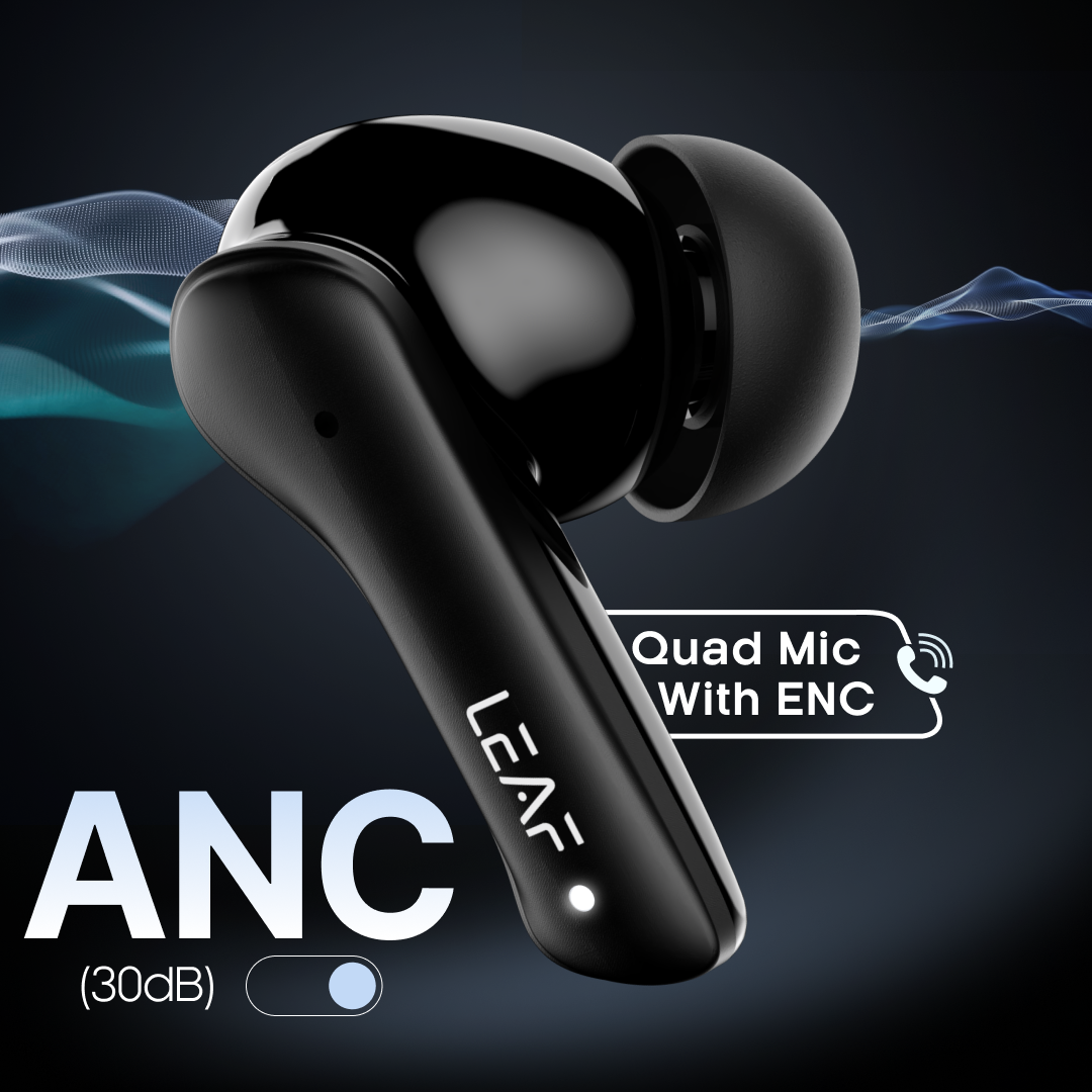 Leaf Buds X614 Wireless Earbuds with ANC (Carbon Black)
