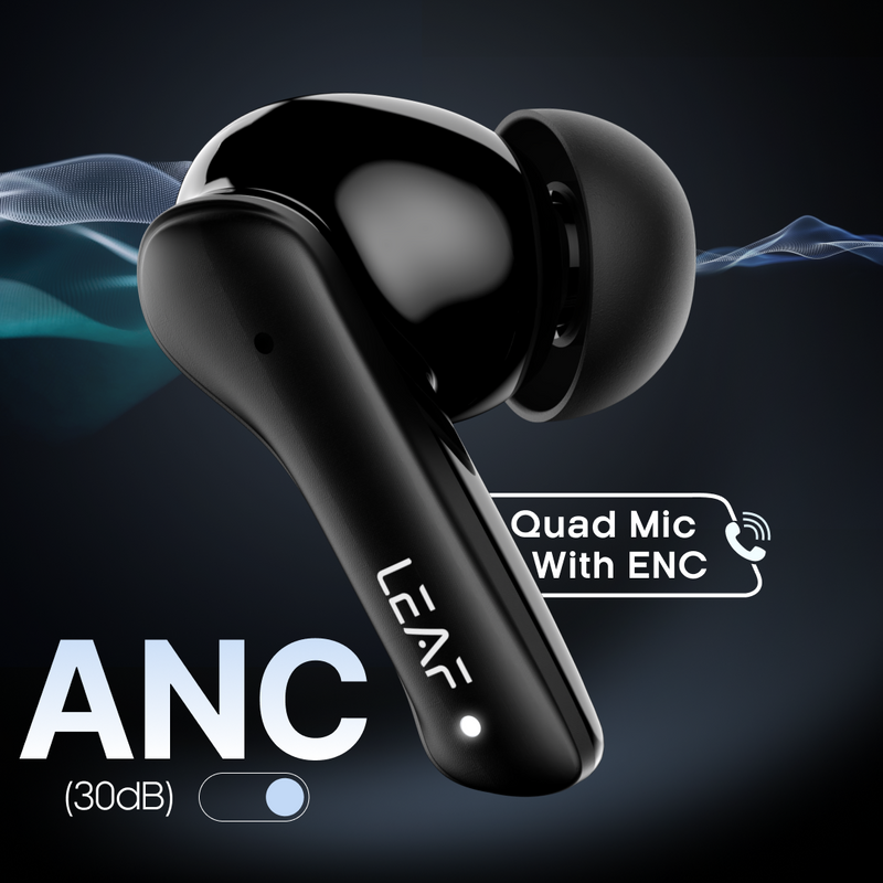 LEAF BUDS X614 ANC TRUE WIRELESS EARBUDS (CARBON BLACK) - Leaf Studios