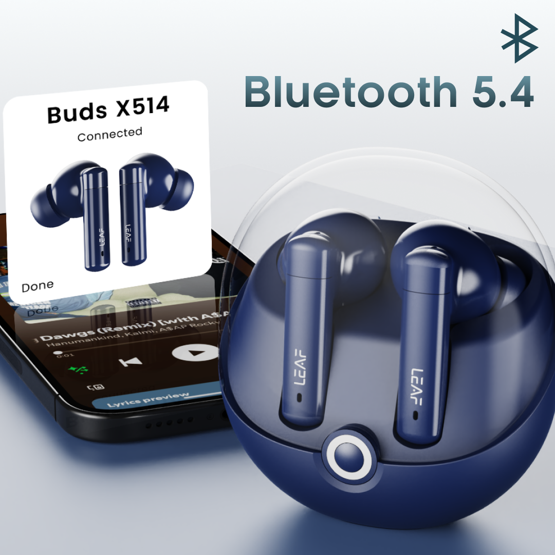 Leaf Buds X514 Wireless Earbuds with ANC & Dual Pairing (Midnight Blue)