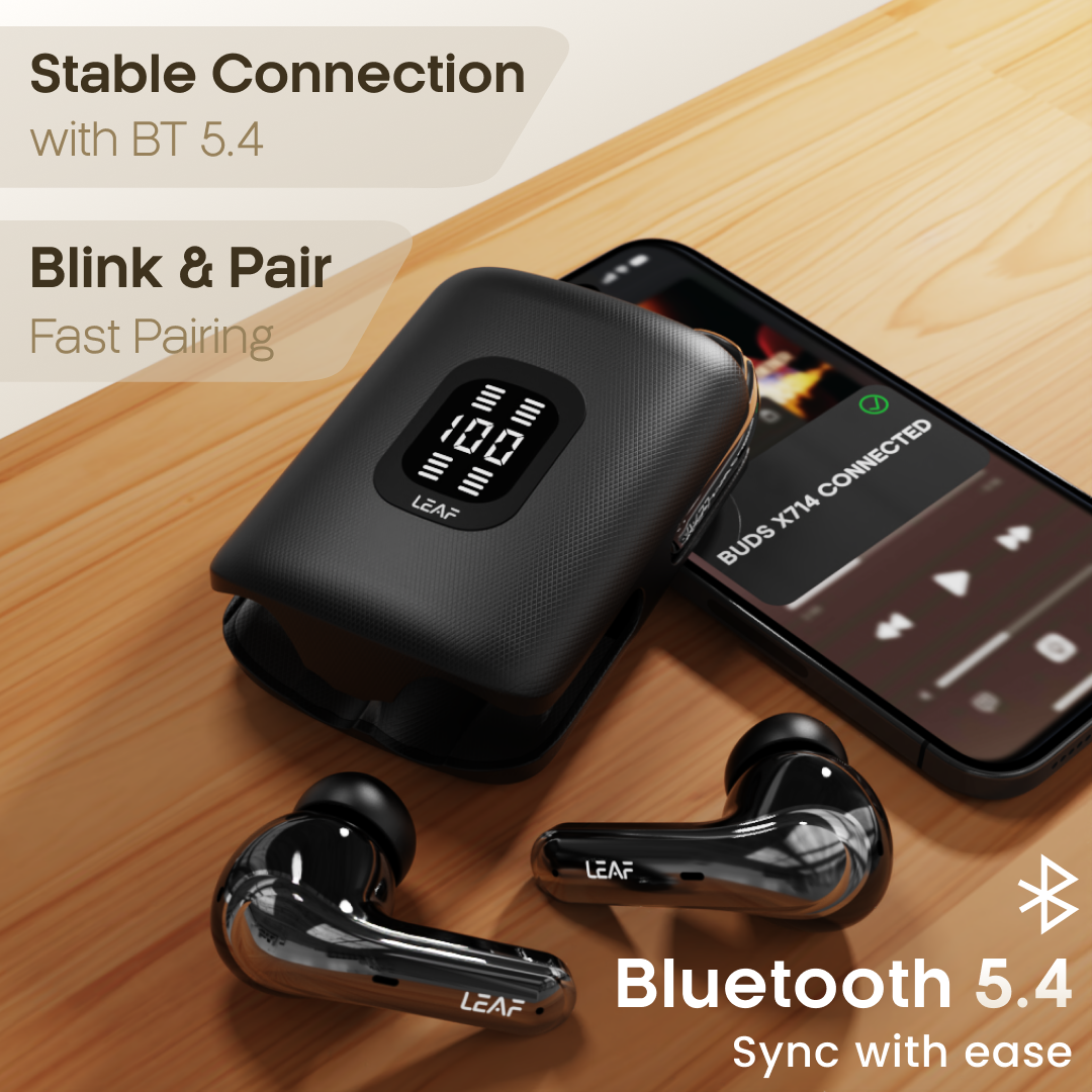 Leaf Buds X714 Wireless 4-In-1 Earbuds with ANC (Carbon Black)