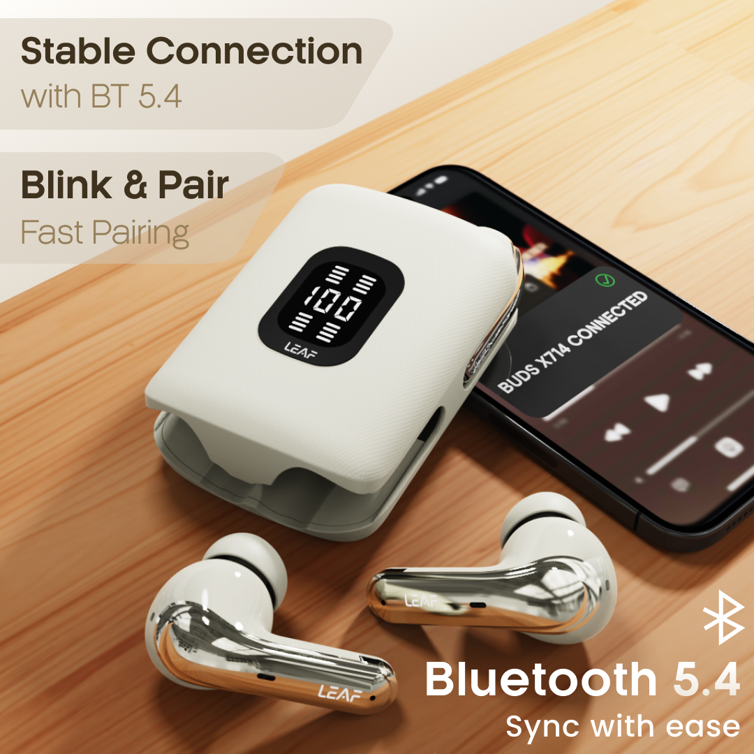 Leaf Buds X714 Wireless 4-In-1 Earbuds with ANC (Ivory)
