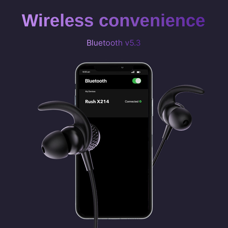 LEAF RUSH X214 CARBON BLACK WIRELESS EARPHONES - Leaf Studios